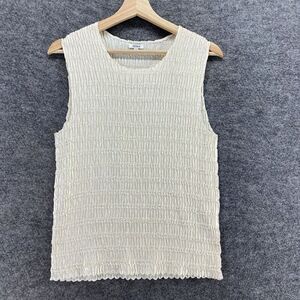 Nicola Tank Women M Medium Beige Gaphered Sleeveless Wide Strap Casual Solid